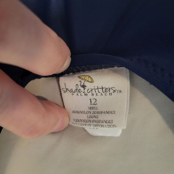 Shade Critters Palm Beach Girl's One Piece Sequined Swimsuit Navy/Multi Sz 12 - Picture 4 of 5